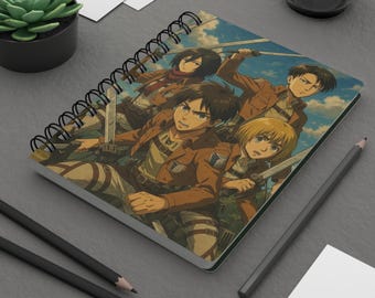 Cuaderno de bocetos y libreta de espiral de Attack on Titan: cuaderno de dibujo y libreta de anime.