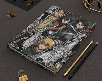 Attack on Titan collage hardcover journal | anime character art