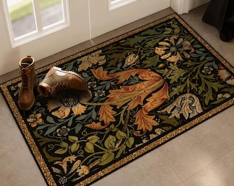 tapis à fleurs vintage | Paillasson intérieur/extérieur antidérapant, tapis de terrasse rustique