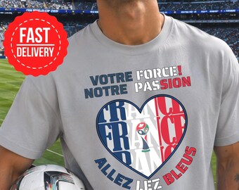 Camiseta de la Copa Mundial de Francia 2026, camiseta para fanáticos del fútbol Allez Les Bleus, merchandising del equipo de fútbol francés, traje personalizado de apoyo a Votre Force Notre Passion