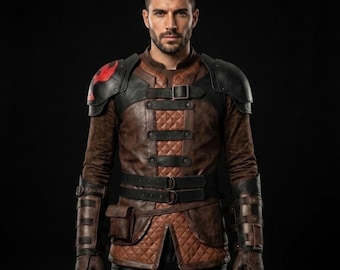 Hiccup Leather Armor Costume Jacket, Dragon Rider Pauldrons, Men Women Cosplay