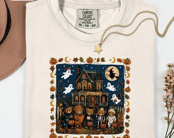 Vintage Teddy Bear Halloween Shirt, Cute Halloween T Shirt, Spooky Season Tee, Haunted House Shirt, Trick or Treat Gift