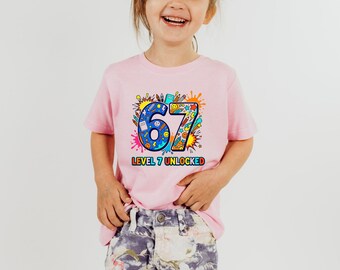 Level 7 Unlocked 7th Birthday Shirt, Colorful Gamer School Supplies Gift Tee