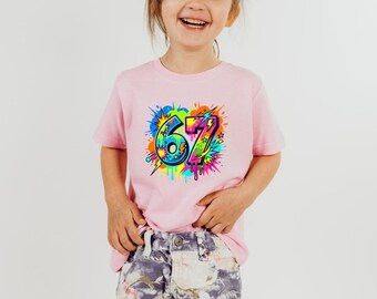 67 Graffiti Birthday Shirt, 7th Birthday Boy Gift, Neon Pop Art Tee