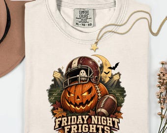 Halloween Football Shirt, Friday Night Frights Tee, Vintage Football Halloween Shirt, Spooky Game Day Tee, Pumpkin Football Shirt