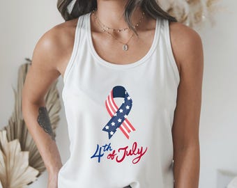 4th of July Graphic Tee, Patriotic Ribbon Shirt, Stars and Stripes Coquette Bow Tee, Independence Day Gift