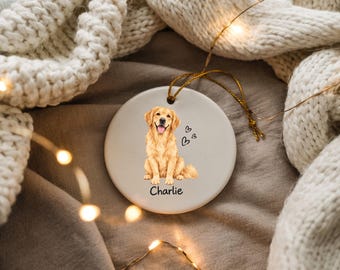 Personalized Golden Retriever Ornament, Custom Dog Christmas Keepsake, Pet Mom Gift