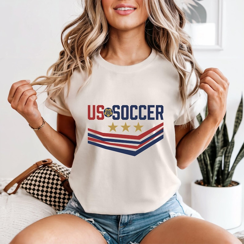 US Soccer 26 Shirt, USA World Cup Graphic Tee, Patriotic Soccer Fan Gift, 2026 Tournament Apparel afbeelding 1