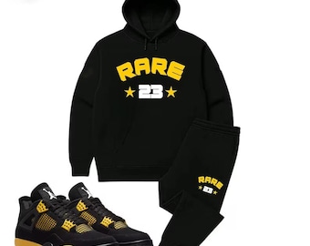Men's "RARE 23" Black Hoodie Tracksuit – Sneakerhead Fleece Set