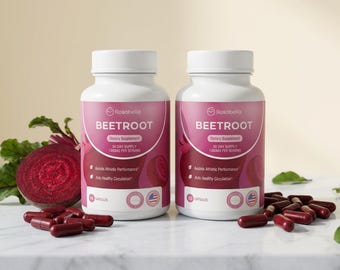 2 Bottles Rosabella Organic Beet Root Capsules(180 count) - Circulation and Vitality Support, Detox, Immunity Natural Dietary Supplement