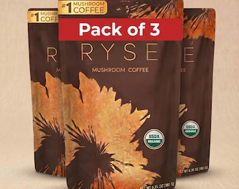 Café instantáneo con hongos 3 Pac, orgánico certificado por el USDA, con 6 hongos adaptógenos para energía, concentración y digestión.