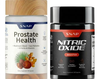 Snap Supplements Men's Supplement Bundle, Prostate & Nitric Oxide Capsules, 90 + 60 Vegetarian Capsules (1 Month Supply)