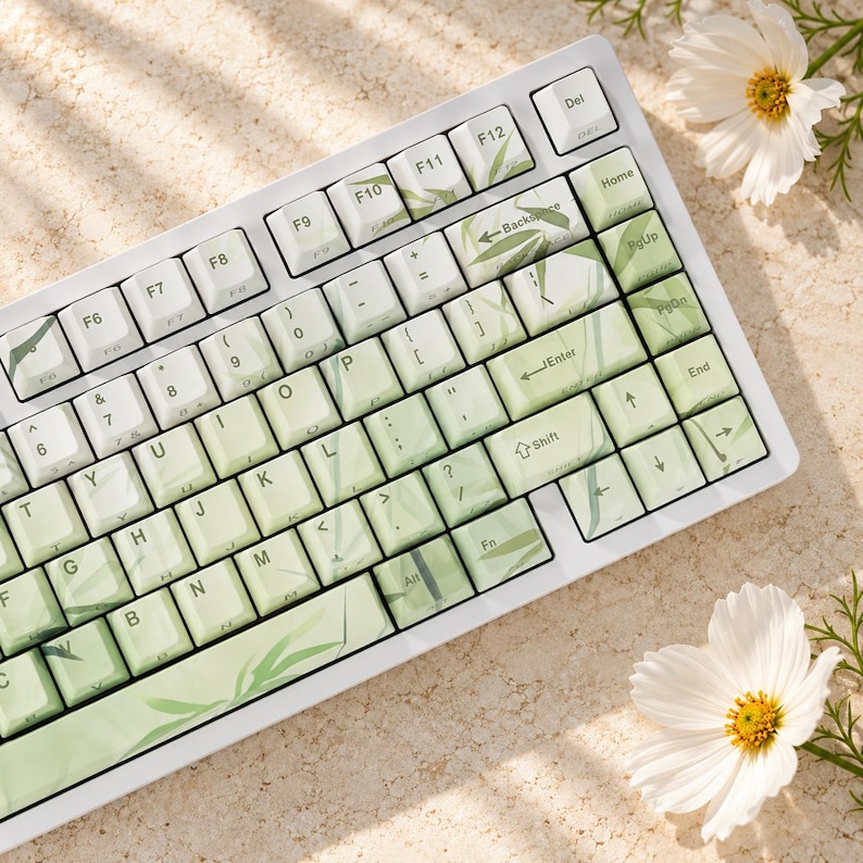 Sage Bamboo Keycaps Set: 131 Keys Cherry Profile Keycap Set | Custom ...