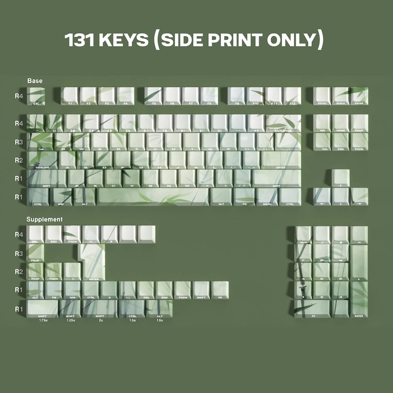 Sage Bamboo Keycaps Set: 131 Keys Cherry Profile Keycap Set | Custom ...