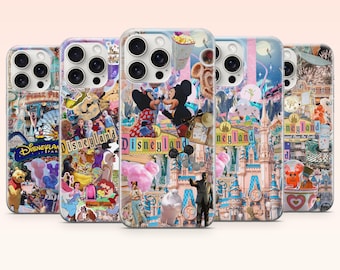 Disneyland Phone Case Disney Collage Cartoon Cover for iPhone 17e, 16, 15, 14, 13, 12, Samsung S25, S24, S23, S22, A16, A26, Pixel 10, 9Pro
