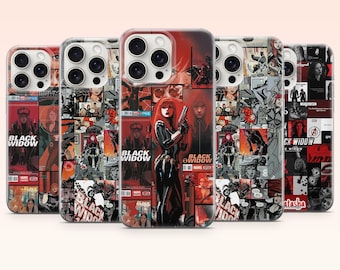 Black Widow Phone Case Marvel Superhero Cover for iPhone 17e, 16, 15, 14, 13, 12, Samsung S25, S24, S23, S22, A16, A26, Pixel 10, 9Pro