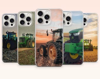 John Deere Phone Case Tractor Farm Field Cover for iPhone 17e, 16, 15, 14, 13, 12, Samsung S25, S24, S23, S22, A16, A26, Pixel 10, 9Pro
