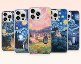 Totoro Phone Case Starry Night Anime Cover for iPhone 17e, 16, 15, 14, 13, 12, Samsung S25, S24, S23, S22, A16, A26, Pixel 10, 9Pro