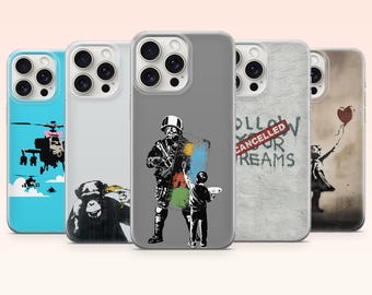 Banksy Phone Case Underground Street Art Cover for iPhone 17e, 16, 15, 14, 13, 12, Samsung S25, S24, S23, S22, A16, A26, Pixel 10, 9Pro