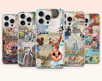 Disney Scrapbook Phone Case Disney Collage Cartoon Cover for iPhone 17, 16, 15, 14, 13, 12, Samsung S25, S24, S23, S22, A16, A26, Pixel 10,9