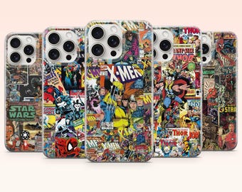 Marvel Comic Phone Case Vintage Cartoon Cover for iPhone 17e, 16, 15, 14, 13, 12, Samsung S25, S24, S23, S22, A16, A26, Pixel 10, 9Pro