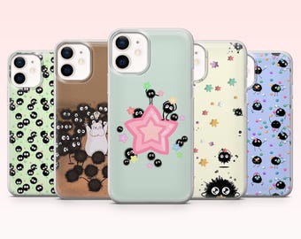 Soot Sprite Phone Case Kawaii Studio Ghibli Cover for iPhone 17e, 16, 15, 14, 13, 12, Samsung S25, S24, S23, S22, A16, A26, Pixel 10, 9Pro