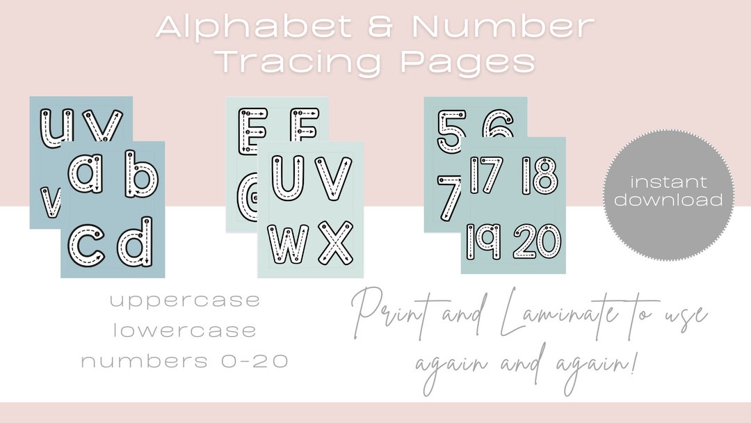 Alphabet and Number Tracing Worksheets, Simple Letter Tracing