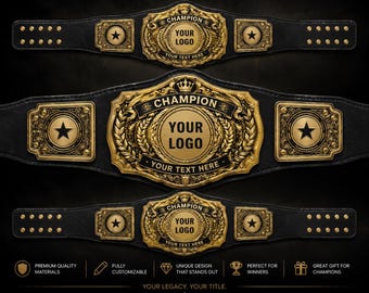 Custom Wrestling Championship Belt | Personalized Champion Title | Custom Logo Name Award