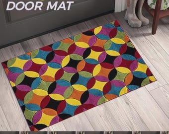 Modern Geometric Door Mat Indoor Hallway Runner Kitchen Mat Non Slip Abstract Doormat UK