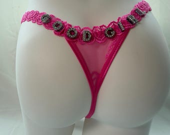 Custom Name Thong, Personalized Lace Panty, Boyfriend Gift, Bachelorette Lingerie, Edgy Romantic Intimate Gift for Her