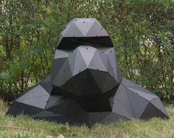 Geometric King Kong Gorilla Bust 3D Metal Art Decor, Outdoor Yard, Decorative Garden Statue, 3D Statue, Handmade Gift
