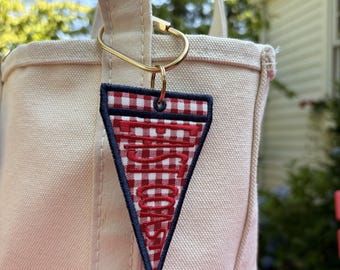 Gingham East Coast Pennant Bag Tag Charm