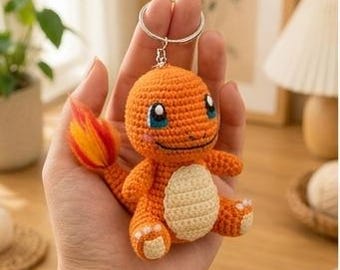 Llavero de peluche amigurumi de Pokémon hecho a mano a crochet, llavero de peluche adorable, adorno para colgar en el coche, regalo de crochet kawaii, decoración de peluche coleccionable