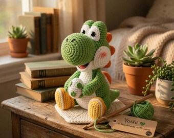 Llavero de Yoshi hecho a mano a crochet, llavero de personaje de videojuego Kawaii Amigurumi