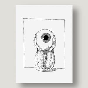 Wondering Big Time | Surreal Hand-Drawn Fineliner Illustration Print | Black and White Wall Art | A5 Art Drawing Eco-Friendly Thick Paper