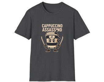 Cappuccino Assassino T-Shirt | Cute Coffee Ninja Character Design