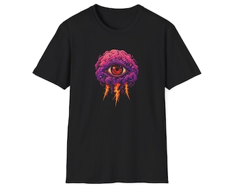 Psychedelic Single Eye Cloud T-Shirt | Purple Eye with Lightning