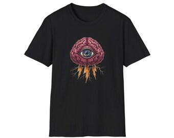 Third Eye Brain Illustration T-Shirt | Surreal Psychedelic Eye Design