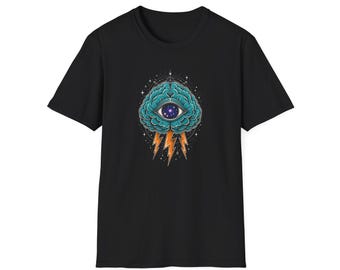 Cosmic Third Eye Brain T-Shirt | Psychedelic Astral Design