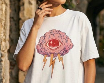 Third Eye Brainstorm T-Shirt | Psychedelic Eye Lightning Tee