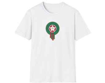 Morocco Football Crest T-Shirt | Moroccan Soccer Badge, Green Red Emblem