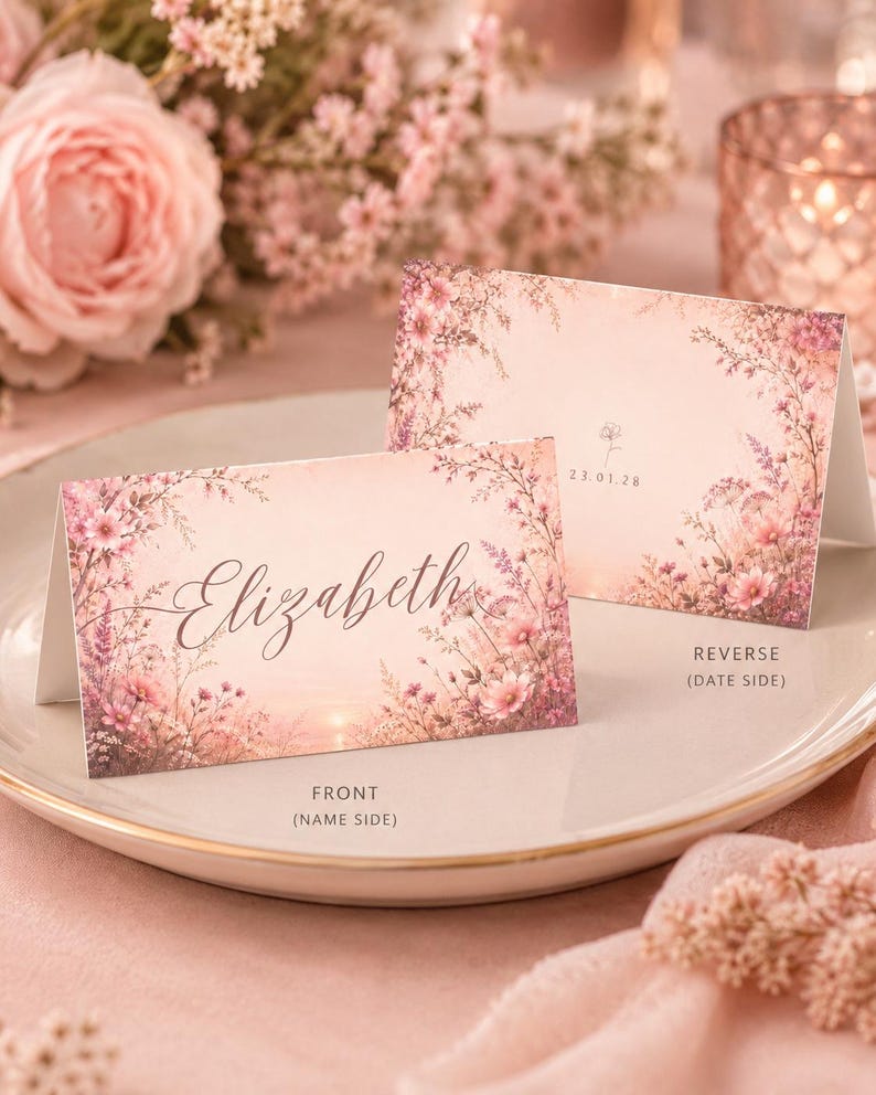 Pink Sunset Wedding Invitation Suite, Floral Details Card, Timeline ...