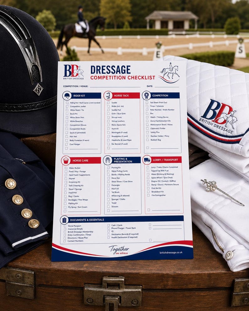 Dressage Competition Checklist Printable | British Dressage Inspired ...