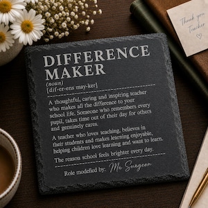 Personalised Teacher Coaster | Difference Maker | Custom thank you gift