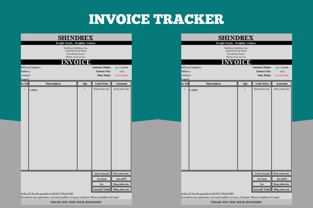 Invoice Tracker Excel Template | Small Business Accounting & Expense ...