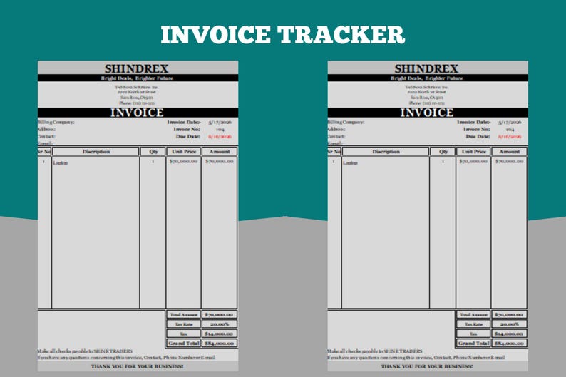 Invoice Tracker Excel Template | Small Business Accounting & Expense ...