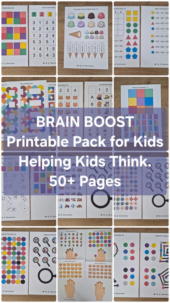 Brain Boost Printable Pack for Kids | Logic Games, Critical Thinking Activities, Preschool & Kindergarten PDF