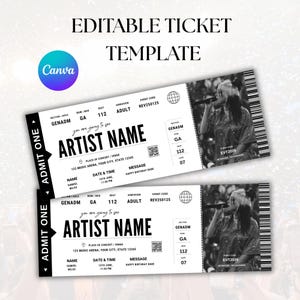 Editable Concert Ticket Template Canva, Printable Custom Concert Ticket, Birthday Surprise Gift idea, Fake Concert Ticket, Digital Download