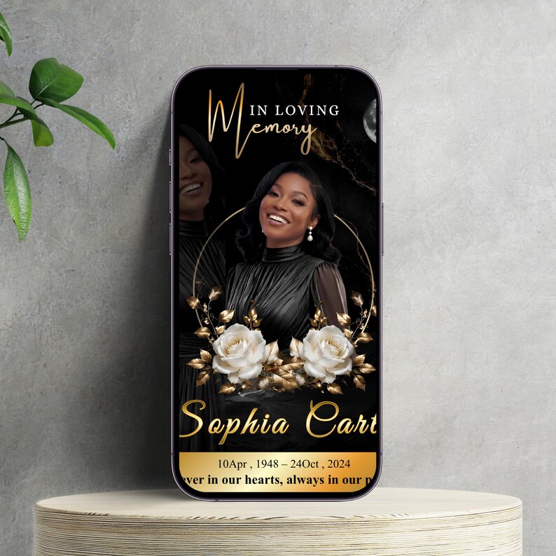 Printable Celebration of Life Tribute Brochure with Easy-to-Edit Photo and Text Sections for Funerals.