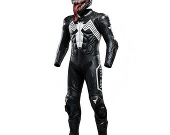 Traje de motociclista Venom, traje de cuero personalizado para moto, equipo de cosplay de superhéroe para motociclistas, atuendo de carreras de cuero premium, ropa para montar a caballo.